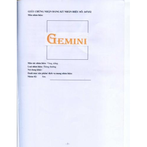 GCN đăng ký nhãn hiệu Gemini
